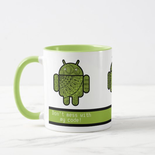 Do't Mot Moth My Code Green Robots マグカップ (左)