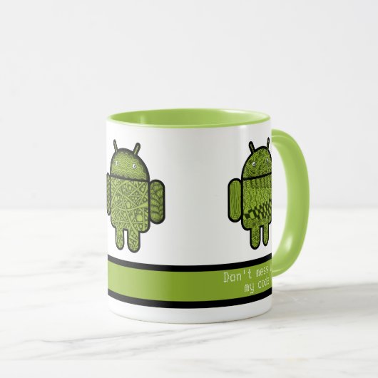 Do't Mot Moth My Code Green Robots マグカップ (正面右)