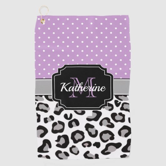 Dots & Leopard印刷 ゴルフタオル (正面)