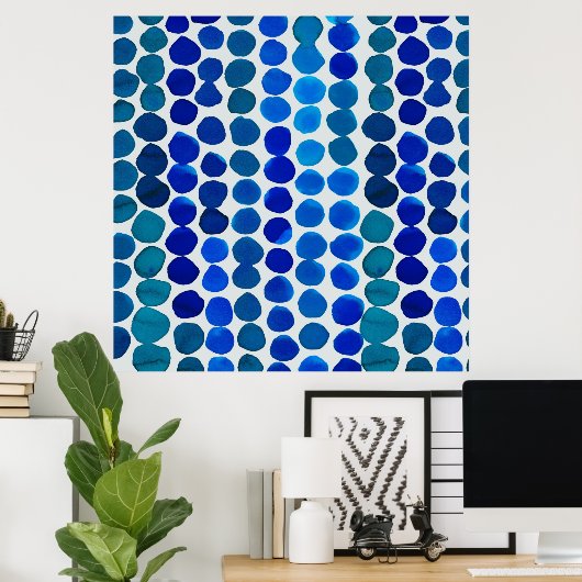 Dots Poster in Blue ポスター (ホームオフィス)