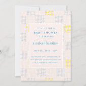 Dots & Squares Pink & Blue Baby Shower Invitation 招待状 (正面)