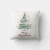 Dotted Minimalist Brushstroke Christmas Tree クッション (正面)