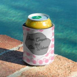 Dotted pink pastel aesthetic weeding can cooler 缶クーラー