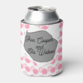 Dotted pink pastel aesthetic weeding can cooler 缶クーラー (缶正面)