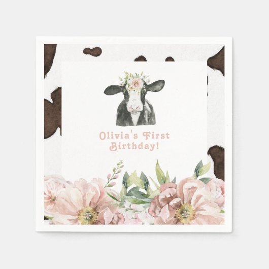 DOTTIEホーリーカウキュートフローラファーム1日の誕生日 スタンダードカクテルナプキン (正面)