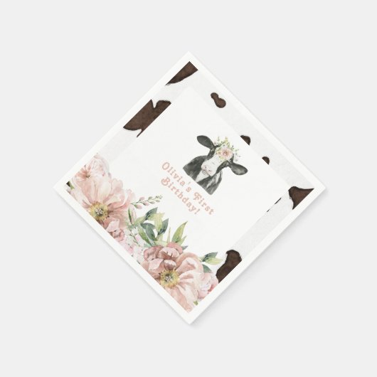 DOTTIEホーリーカウキュートフローラファーム1日の誕生日 スタンダードカクテルナプキン (角)