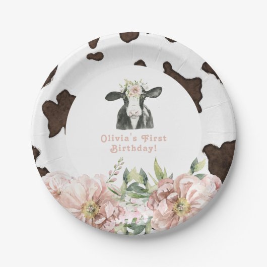 DOTTIEホーリーカウキュートフローラファーム1日の誕生日 ペーパープレート (正面)