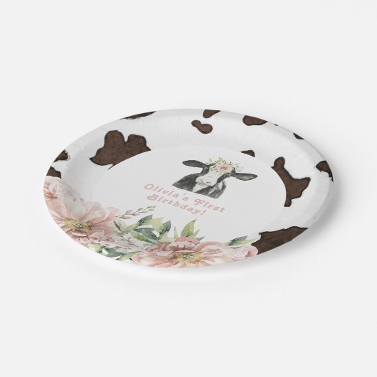 DOTTIEホーリーカウキュートフローラファーム1日の誕生日 ペーパープレート (アングル)