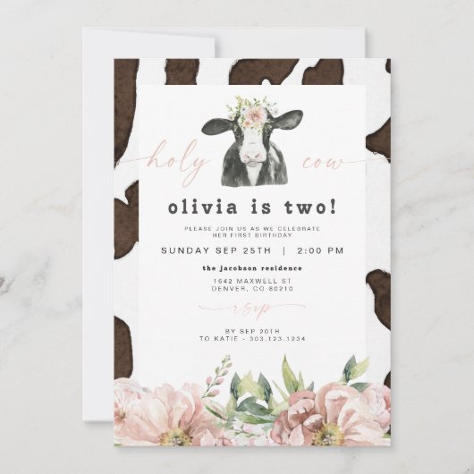 DOTTIE聖牛かわいいフローラファーム2nd誕生日 招待状 (正面)