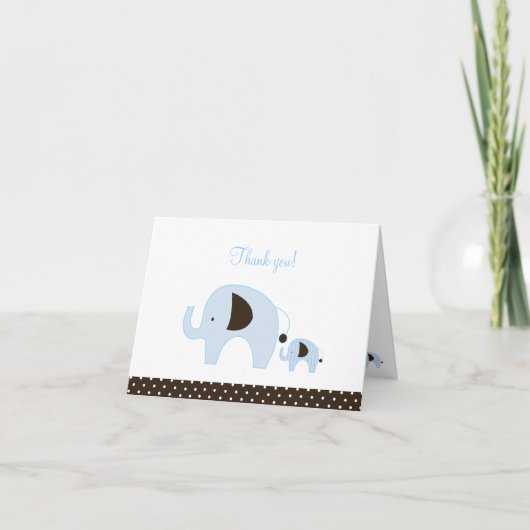 Dottie Blue Elephant折り畳み感謝の気持ち サンキューカード (正面)