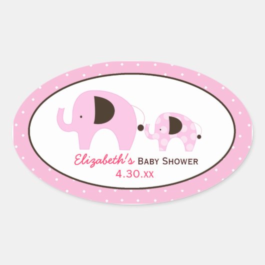 Dottie Elephant （ピンク）カスタム卵形フェイスシール 楕円形シール (正面)