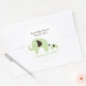 Dottie Elephant Green Baby Shower Favyステッカー ラウンドシール (封筒)