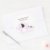 Dottie Elephant Pink Baby Shower Faverフェイスシール ラウンドシール (封筒)