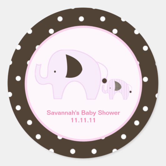 Dottie Elephant (Pink) Favy Stickers 3インチ ラウンドシール (正面)