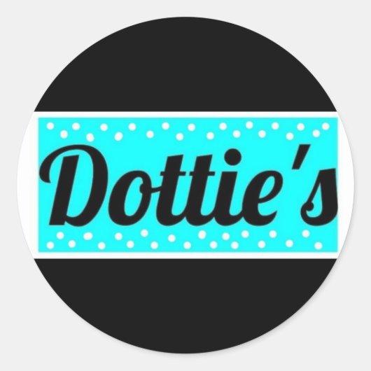 Dottie's Storeロゴ水玉模様ラウンドスティッカー ラウンドシール (正面)