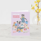 Dotty犬かわいいおもちゃの誕生日 カード (黄色い花)