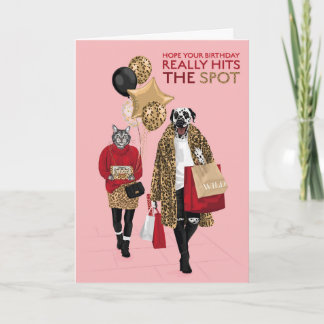 Dotty犬ヒョウ印刷ヒットスポット誕生日 カード