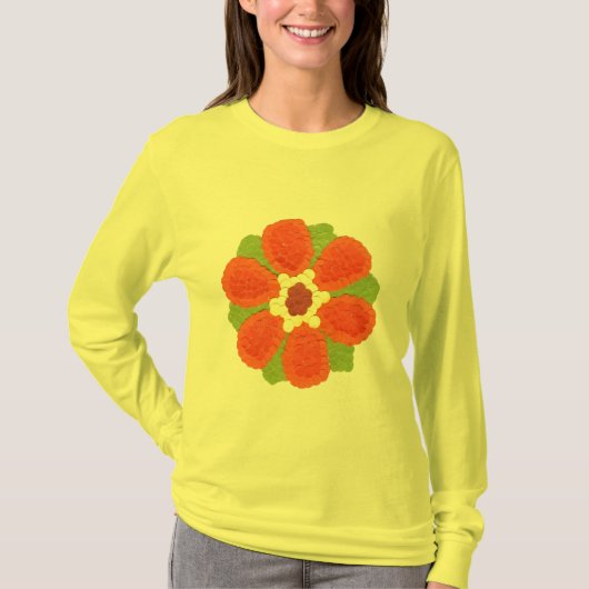 Dotty |フラワーウィメンズ基本長袖Tシャツ Tシャツ (正面)