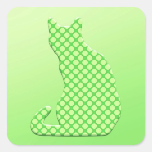 Dotty Cat – ライムグリーンの色合い スクエアシール (正面)