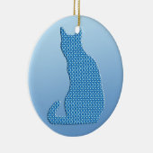 Dotty Cat – 青の色合い セラミックオーナメント (右)