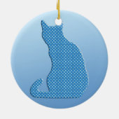Dotty Cat – 青の色合い セラミックオーナメント (裏面)