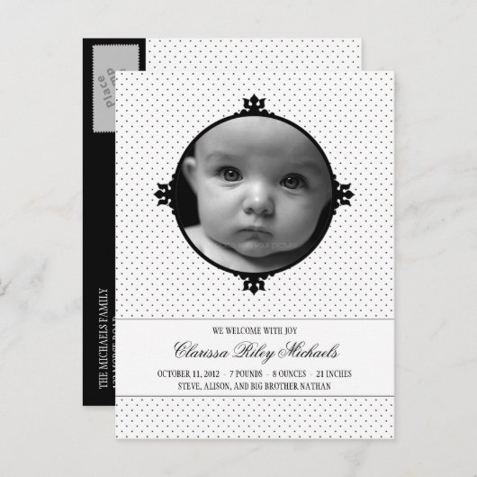 Dotty Delight写真誕生のお知らせ 案内ポストカード (正面/裏面)