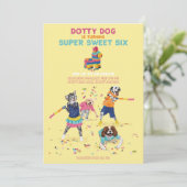 Dotty Dog Pinataすごい Sweet Six Birthday Party 招待状 (スタンド正面)