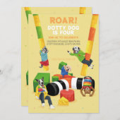 Dotty Dog Roarソフト遊4歳の誕生日パーティー 招待状 (正面/裏面)