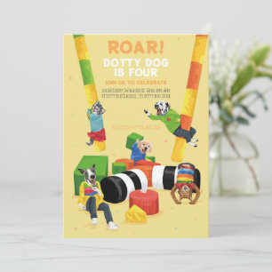 Dotty Dog Roarソフト遊4歳の誕生日パーティー 招待状