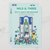 Dotty Dog Wild & Three 3Rd Birthday 招待状 (正面/裏面)