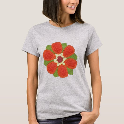 Dotty Flower Women's Plus-Size 3/4スリーブラグラン Tシャツ (正面)