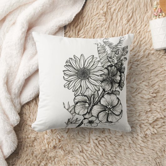 dotworkの芸術の花の枕 クッション (ブランケット)