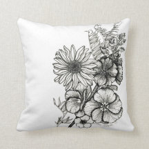 dotworkの芸術の花の枕