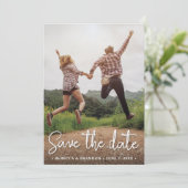 Double スタイリッシュ Sided素朴写真の日付を保存 セーブザデート (スタンド正面)