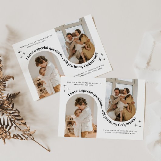 Double Arch Photo Godparents Proposal 招待状