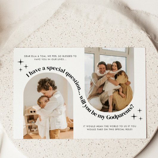 Double Arch Photo Godparents Proposal 招待状