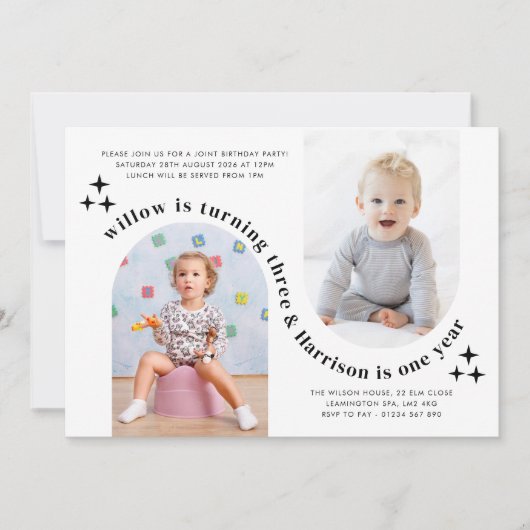 Double Arch Photo Joint Birthday 招待状 (正面)