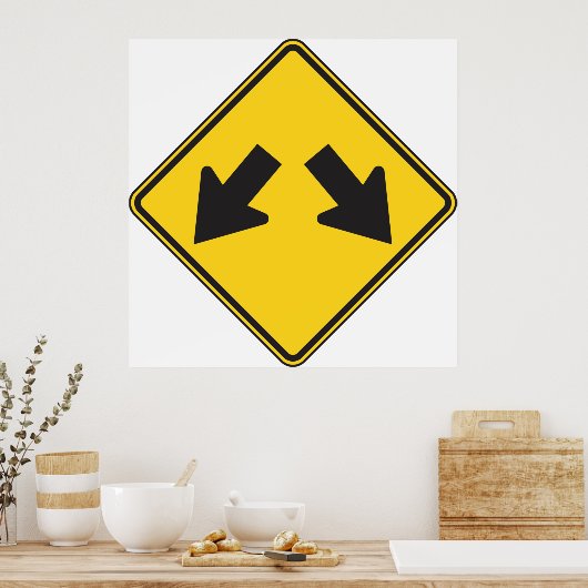 Double Arrows Road Sign ポスター (キッチン)