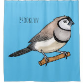 Double-barred finch bird cartoon illustration シャワーカーテン (正面)