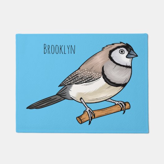 Double-barred finch bird cartoon illustration  ドアマット (正面)