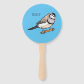 Double-barred finch bird cartoon illustration ハンドファン (裏面)