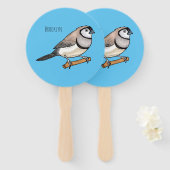 Double-barred finch bird cartoon illustration ハンドファン (正面&裏面)