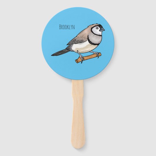 Double-barred finch bird cartoon illustration ハンドファン (正面)