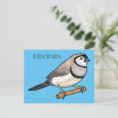 Double-barred finch bird cartoon illustration ポストカード (スタンド正面)