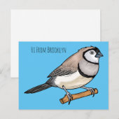 Double-barred finch bird cartoon illustration ポストカード (正面/裏面)
