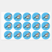 Double-barred finch bird cartoon illustration  ラベル (シート)