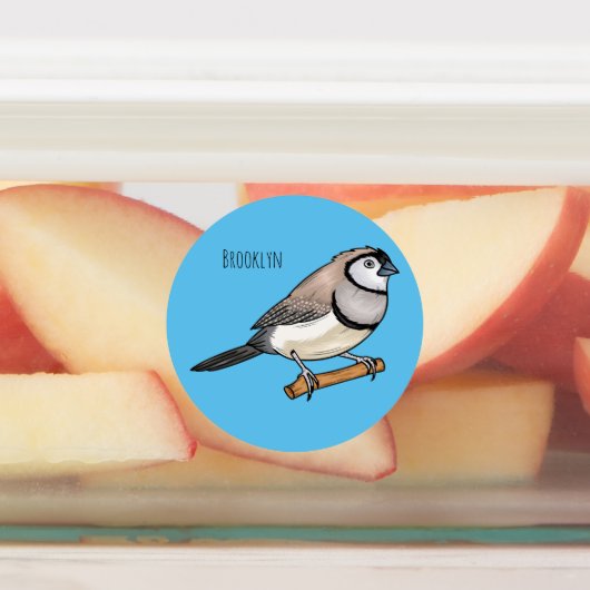 Double-barred finch bird cartoon illustration  ラベル (貼付)