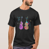 Double Bas Instrument Silhouette Double Bass Tシャツ (正面)
