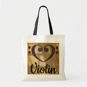 Double Bass Clef Heart Violin トートバッグ