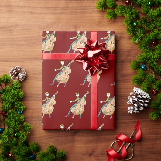 Double Bass Stickman ラッピングペーパー (クリスマスギフト)